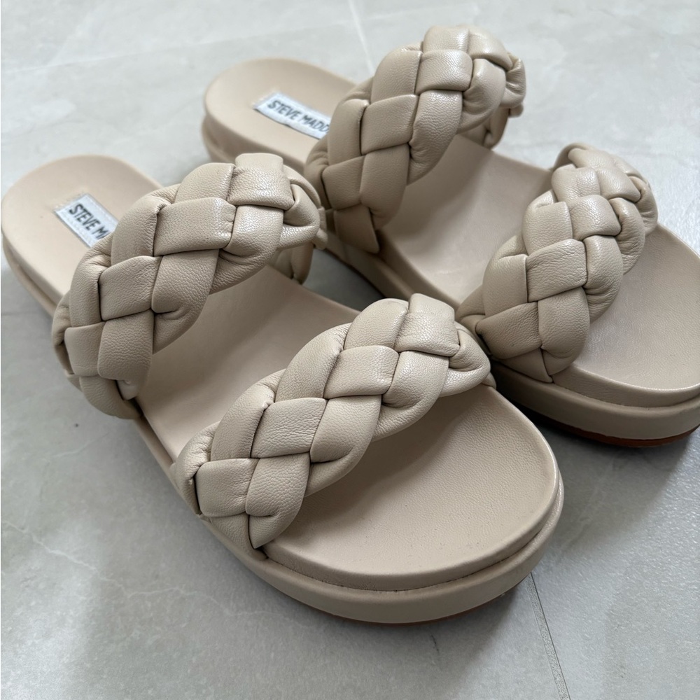 Steve Madden Beige Braided Sandals